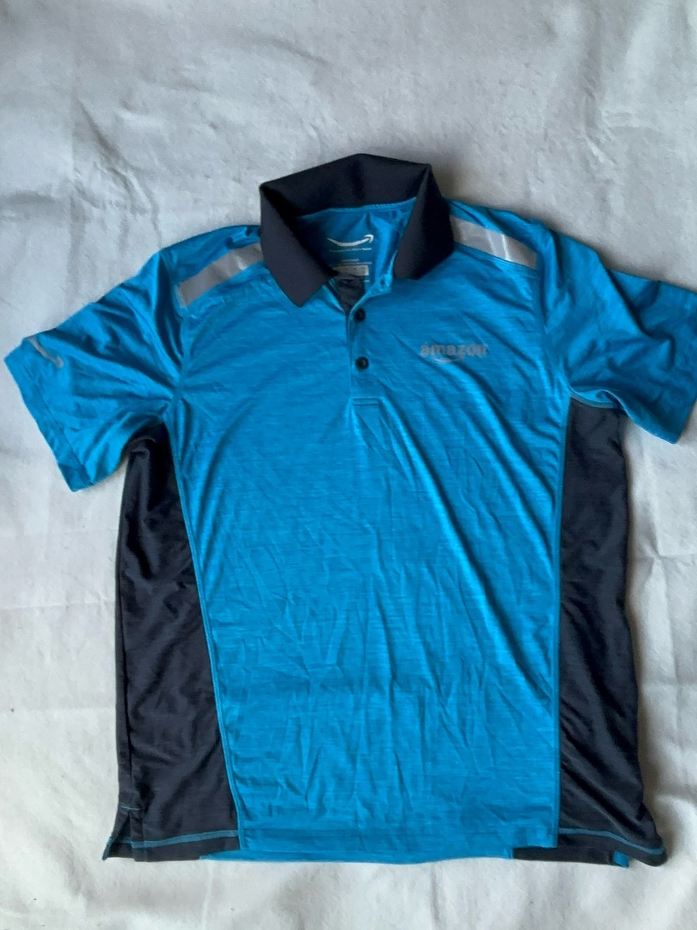 Amazon High Heat Men’s Blue & Black Athletic Polo with Reflective Accents